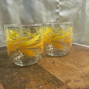 Vintage Set of  2 Libbey Golden Wheat Drinking Glasses
